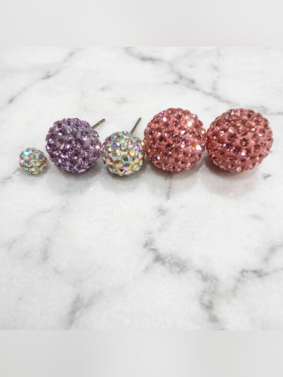 Jewelry - Crystal Ball Stud Earrings in Pink & Purple Diy Projects